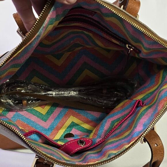 Dooney & Bourke Claremont Domed Satchel in Taupe Purse Bag - Picture 6 of 10